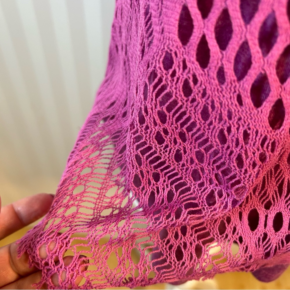 Maurices purple pink boho crochet-style mesh overlay tank top Size S - Picture 2 of 8